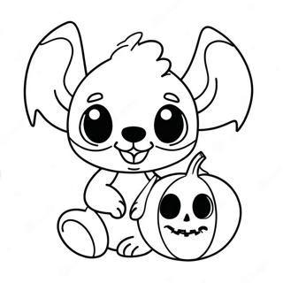 Cute Halloween Stitch With Pumpkin Coloring Page 2441-1948