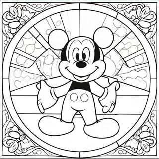 Disney Stained Glass Mickey Mouse Coloring Page 24422-19310