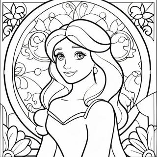 Colorful Disney Princess Stained Glass Coloring Page 24423-19277