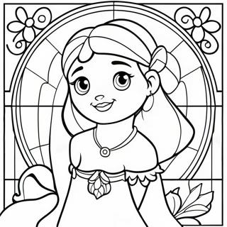 Colorful Disney Princess Stained Glass Coloring Page 24423-19279