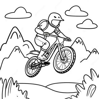 Cool Mountain Biker Jumping Coloring Page 24473-19334