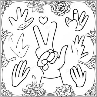 Colorful Sign Language Hand Gestures Coloring Page 24663-19477