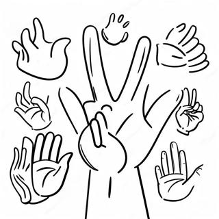 Colorful Sign Language Hand Gestures Coloring Page 24663-19478