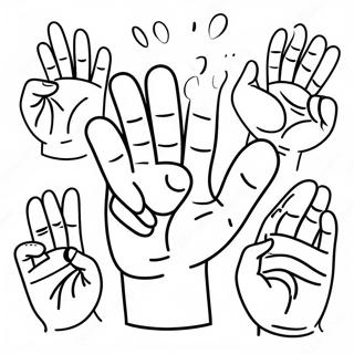 Colorful Sign Language Hand Gestures Coloring Page 24663-19479