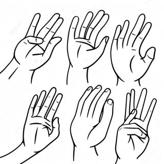 Colorful Sign Language Hand Gestures Coloring Page 24663-19480