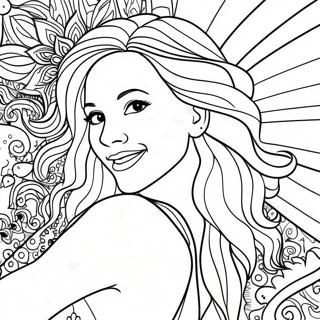 Shakira Dancing With Colorful Background Coloring Page 24893-19669