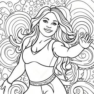 Shakira Dancing With Colorful Background Coloring Page 24893-19672