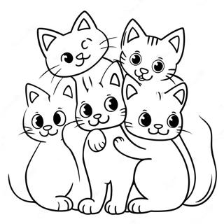 Cat With Kittens Coloring Pages