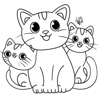 Cat With Playful Kittens Coloring Page 24992-19742