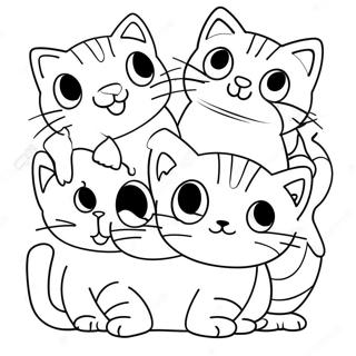 Cat With Playful Kittens Coloring Page 24992-19743