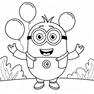 Happy Purple Minion With Balloons Coloring Page 25033-19773