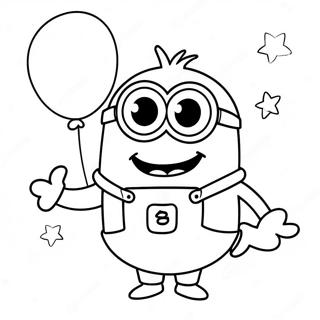 Happy Purple Minion With Balloons Coloring Page 25033-19775