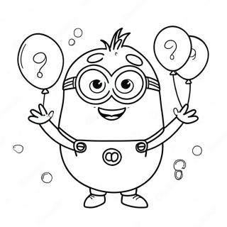 Happy Purple Minion With Balloons Coloring Page 25033-19776