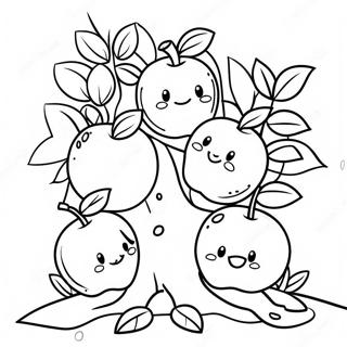 Cute Apple Tree With Smiling Apples Coloring Page 25073-19823