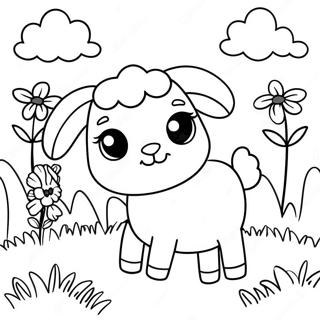 Cute Lamb In A Meadow Coloring Page 25093-19811