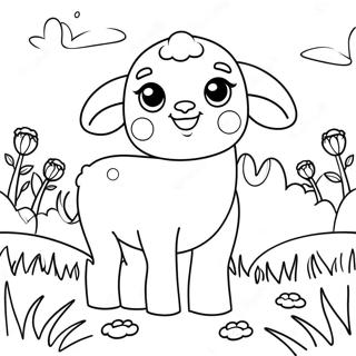 Cute Lamb In A Meadow Coloring Page 25093-19812