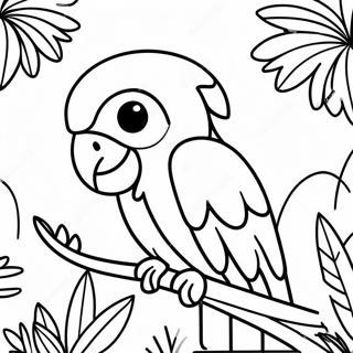 Colorful Macaw In Tropical Jungle Coloring Page 25193-19915