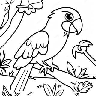 Colorful Macaw In Tropical Jungle Coloring Page 25193-19916