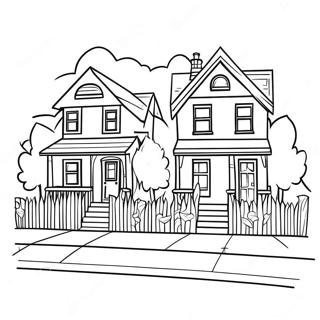 Charming Neighborhood Houses Coloring Page 25223-19933