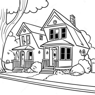 Charming Neighborhood Houses Coloring Page 25223-19934