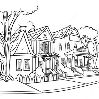 Charming Neighborhood Houses Coloring Page 25223-19935