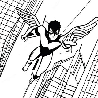 Nightwing Flying Through The City Coloring Page 25263-19953