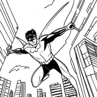 Nightwing Flying Through The City Coloring Page 25263-19954