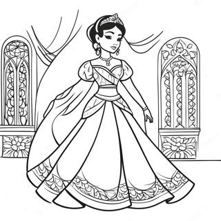 Jasmine In A Beautiful Dress Coloring Page 25563-20197