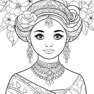 Jasmine In A Beautiful Dress Coloring Page 25563-20198