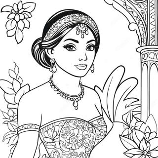 Jasmine In A Beautiful Dress Coloring Page 25563-20199