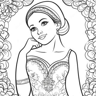 Jasmine In A Beautiful Dress Coloring Page 25563-20200