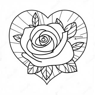 Love Heart Rose Coloring Pages