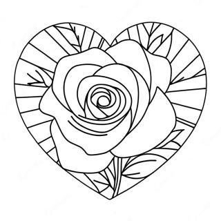 Love Heart Rose Coloring Page 25632-20258