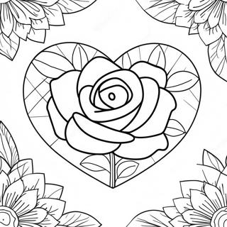 Love Heart Rose Coloring Page 25632-20259