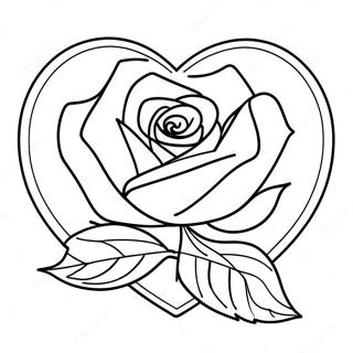 Elegant Love Heart Rose Coloring Page 25633-20246