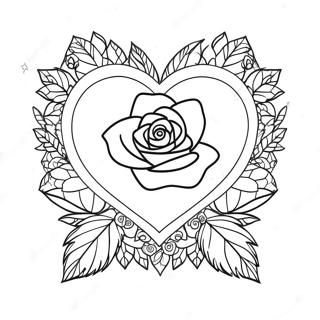 Elegant Love Heart Rose Coloring Page 25633-20247