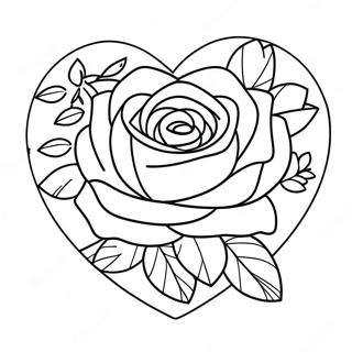 Elegant Love Heart Rose Coloring Page 25633-20248