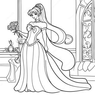 Elegant Princess Serenity In Gown Coloring Page 25893-20467