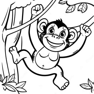 Playful Chimpanzee Swinging In Trees Coloring Page 25963-20533