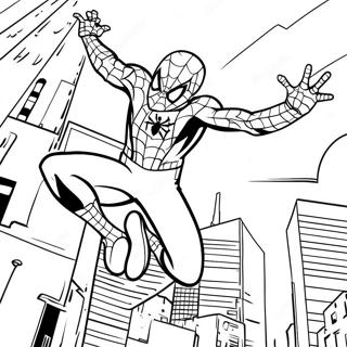 Spider-Man Swinging Through City Coloring Page 25983-20518