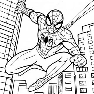 Spider-Man Swinging Through City Coloring Page 25983-20519