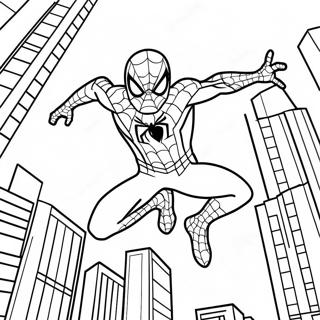 Spider-Man Swinging Through City Coloring Page 25983-20520