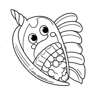 Cute Rainbow Corn With Sparkling Eyes Coloring Page 25993-20525