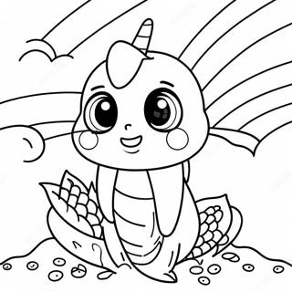 Cute Rainbow Corn With Sparkling Eyes Coloring Page 25993-20528