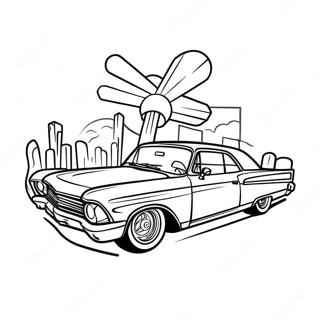 Chicano Lowrider Classic Car Coloring Page 26012-20552