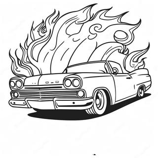 Chicano Lowrider With Flames Coloring Page 26013-20565