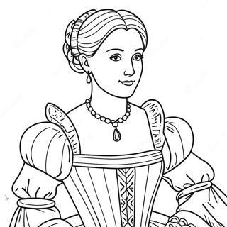 Elegant Renaissance Lady Coloring Page 26195-20698