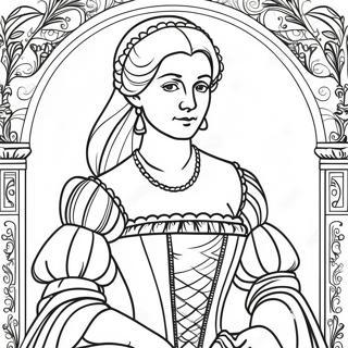 Elegant Renaissance Lady Coloring Page 26195-20699