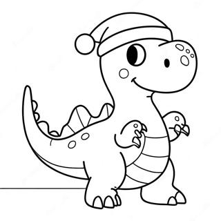 Feestelijke Dino Met Kerstmuts Kleurplaat 2631-2105