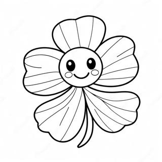 Cute Shamrock With Smiling Face Coloring Page 26355-20838